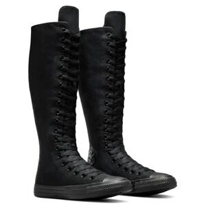 Converse Chuck Taylor All Star XX-Hi Women 7 Black Knee High Punk Goth Boots NEW